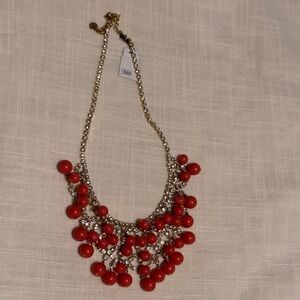 ROBERTA CHIARELLA New‎ York City red beaded bib necklace gold adjustable clasp